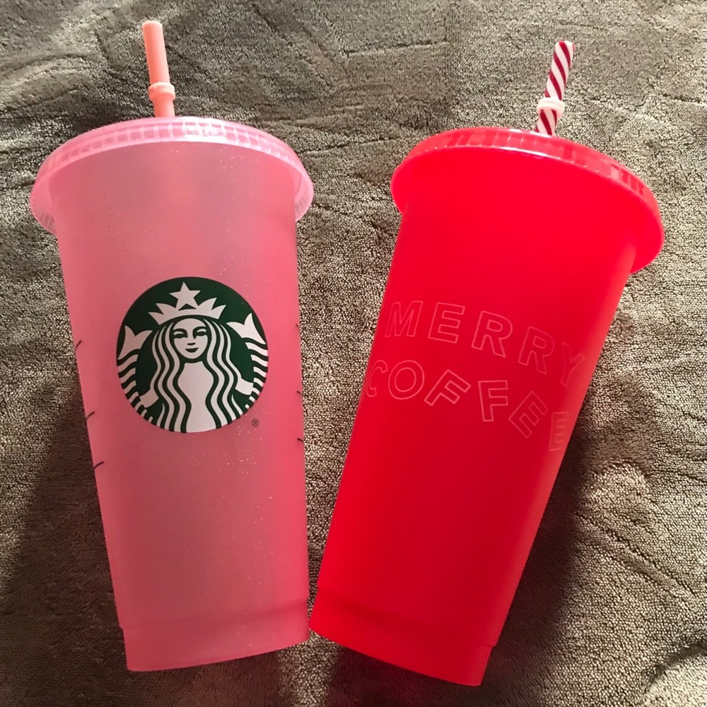 Starbucks pink & red cold drinks cups bundle.